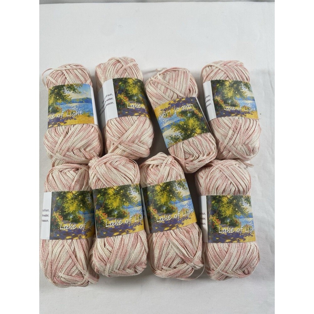 8 Skein Yarn Tape 100% Cotton Pink White Mix  320g Total #936